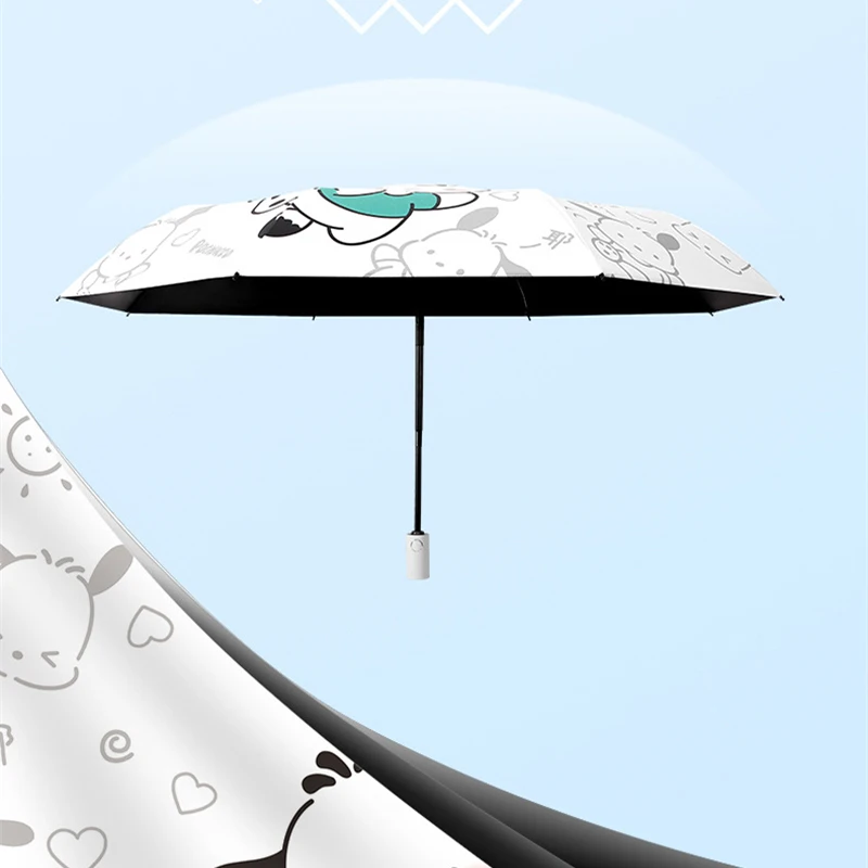 Sanrio Kawaii Pochacco parasol kreskówka składany słoneczny i deszczowy podwójnego zastosowania nowy Vinyl parasol przeciwsłoneczny słodkie parasol