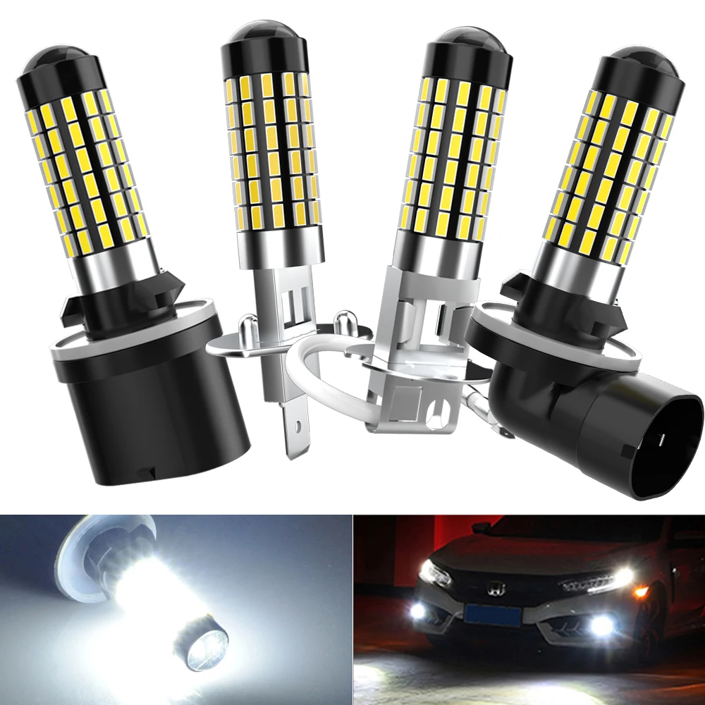 

2Pcs H3 880 H27 881 H27W1 H27W2 PK22s LED Bulbs Auto Anti Fog Lamp Car Driving Running Light 6000K White 12V 24V Diode Headlamp
