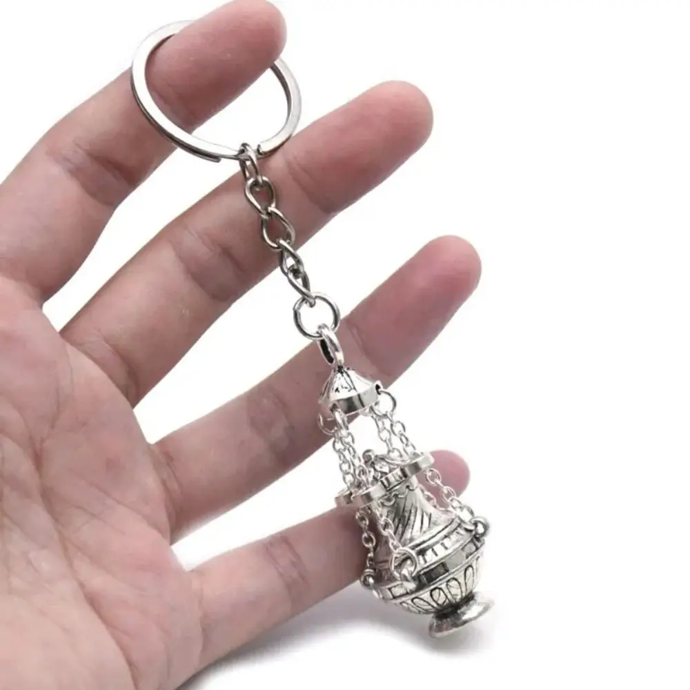 Durable DIY Religious Keychain Pendant Unique Design Silver Car Key Ring Pendant Alloy Christian Incense Church
