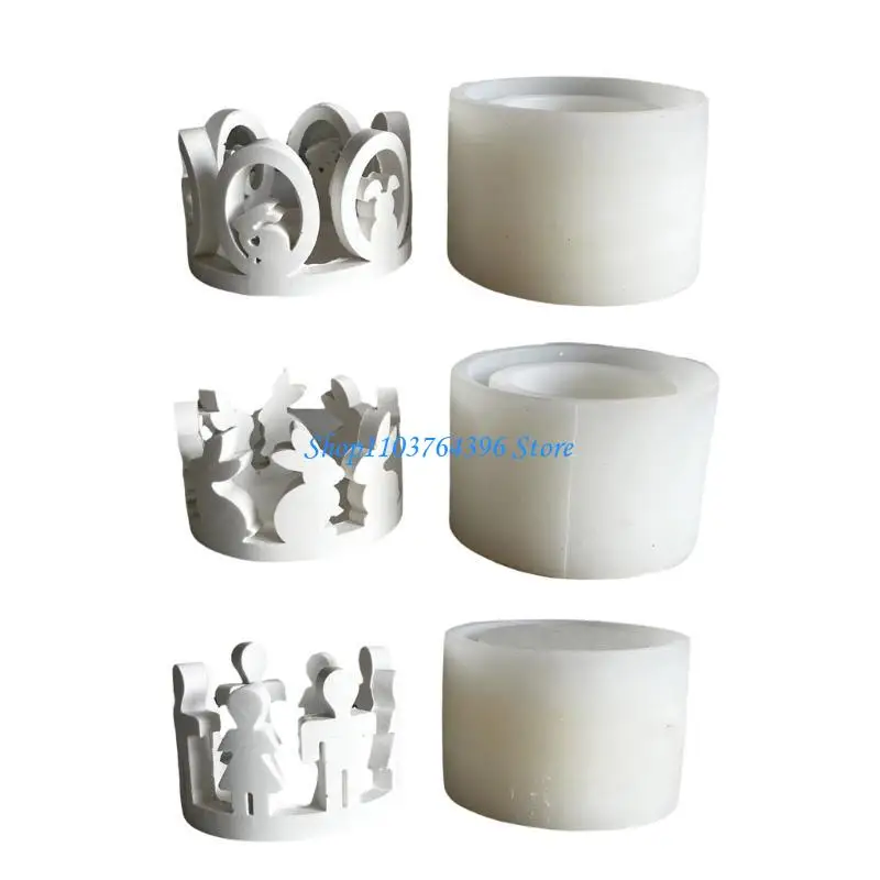 أرنب مصباح قالب من السيليكون Tealight شمعة ظلال قوالب الجبس زخرفة قوالب سيليكون الملمس لحلية صنع اليد
