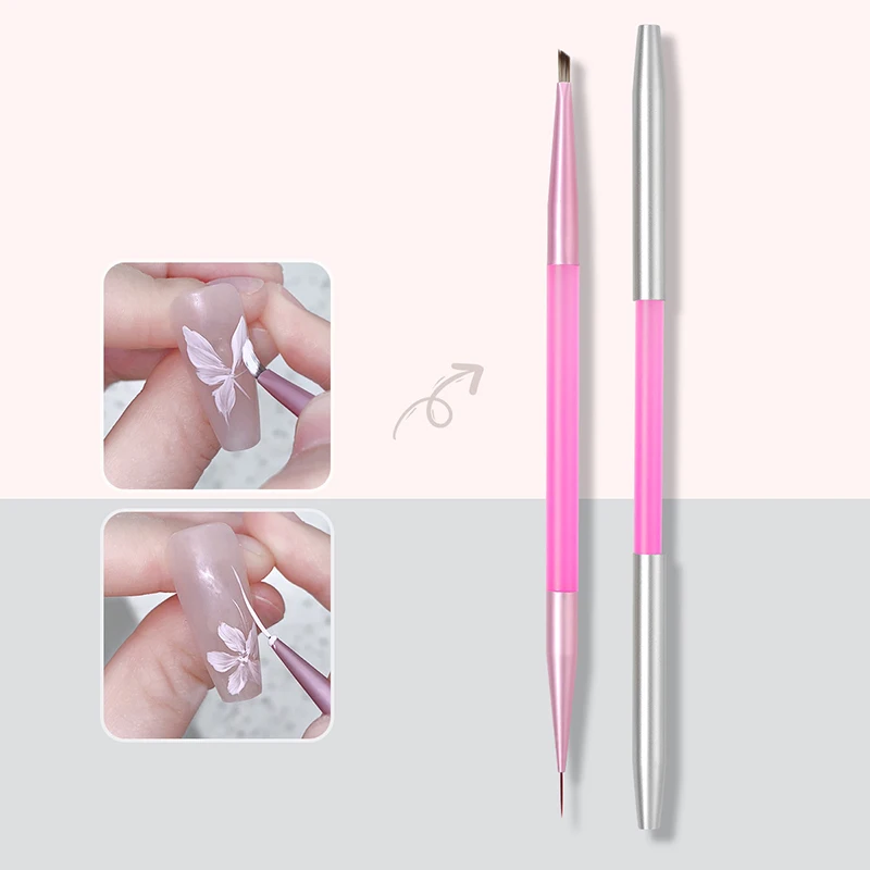 Pincel triangular de doble punta para manicura, herramienta de construcción de puntos para salón de uñas, dibujo de Gel Uv, pintura de uñas