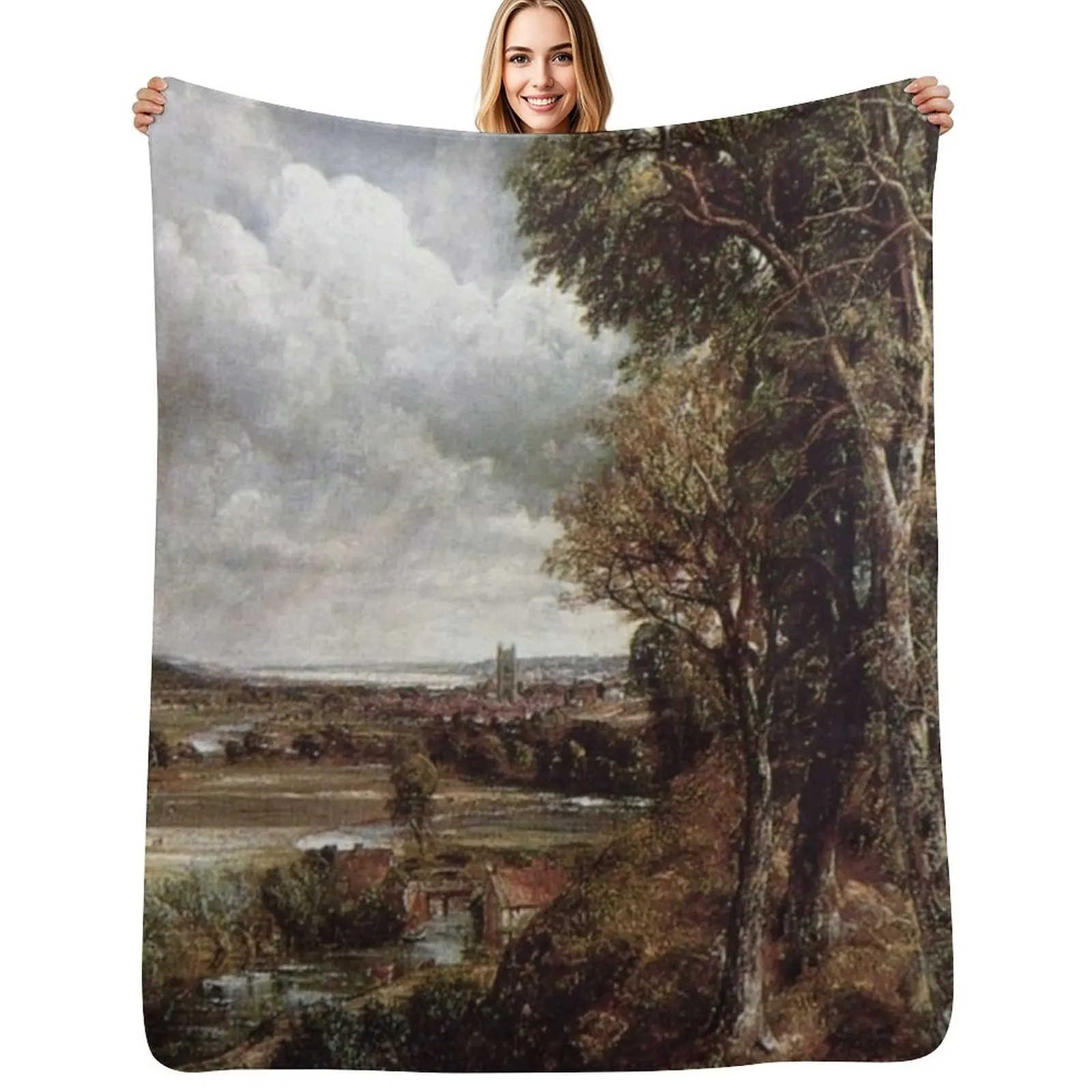 John Constable - The Vale Of Dedham Throw Blanket All Season Lightweight Soft Blanket for Bed