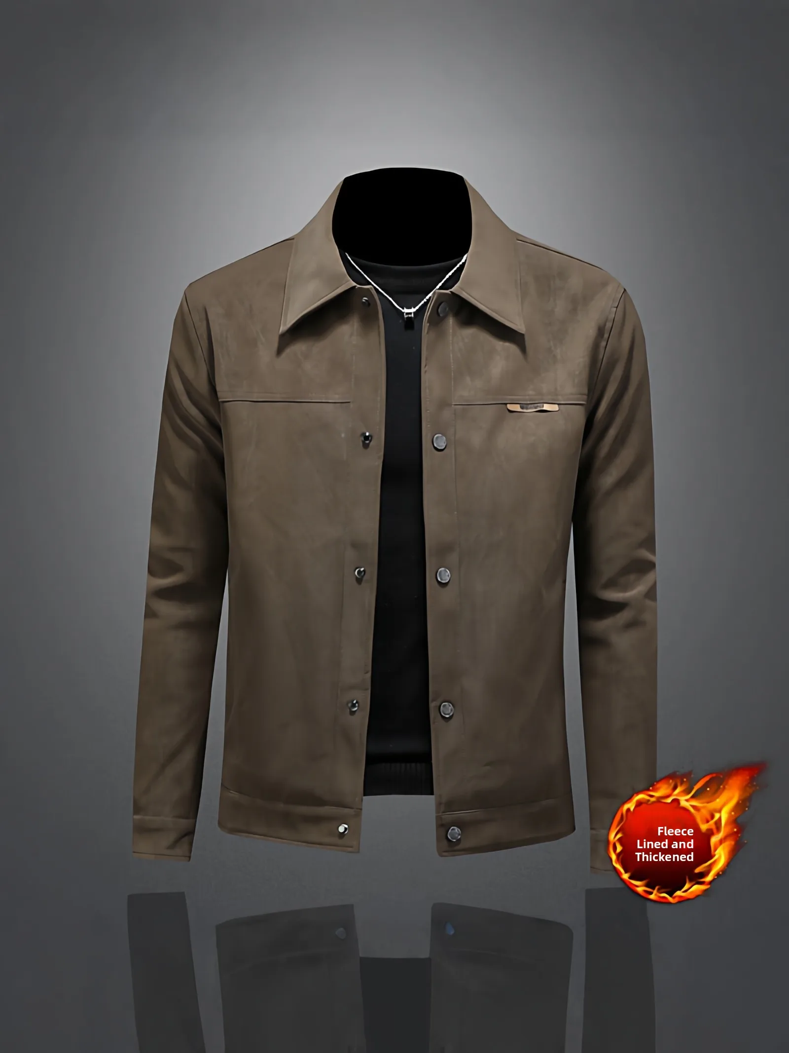 

Мужская повседневная замшевая куртка Thiened с флисовой подкладкой, приталенного кроя, осенне-зимняя, новая качественная модель в корейском стиле, кожаное пальто