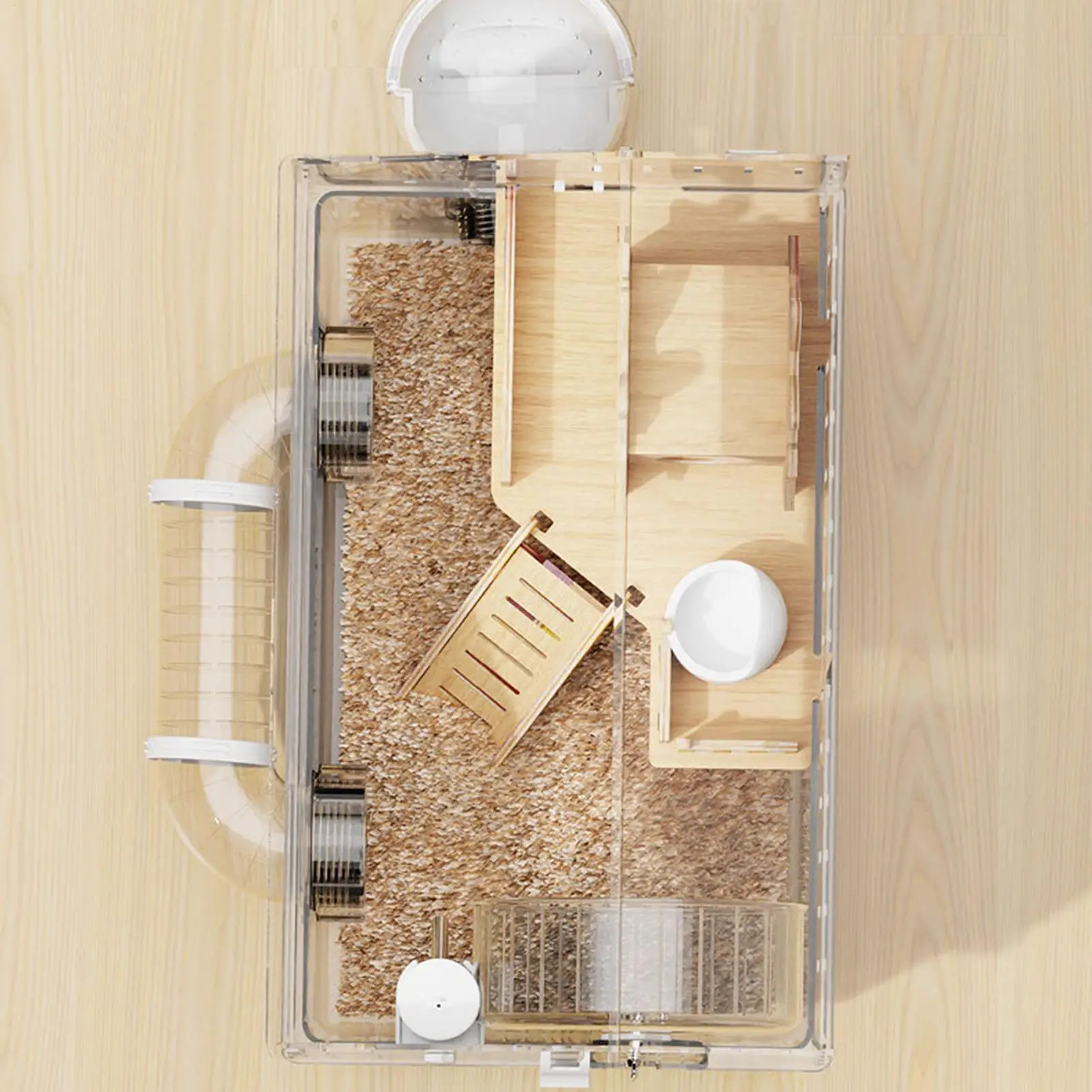 Acrylic Pet Breeding Box Hamster Heating Chamber Set 2-Layer Clear Hamster Cage Pet Habitats For Home Yard Breeding Observation