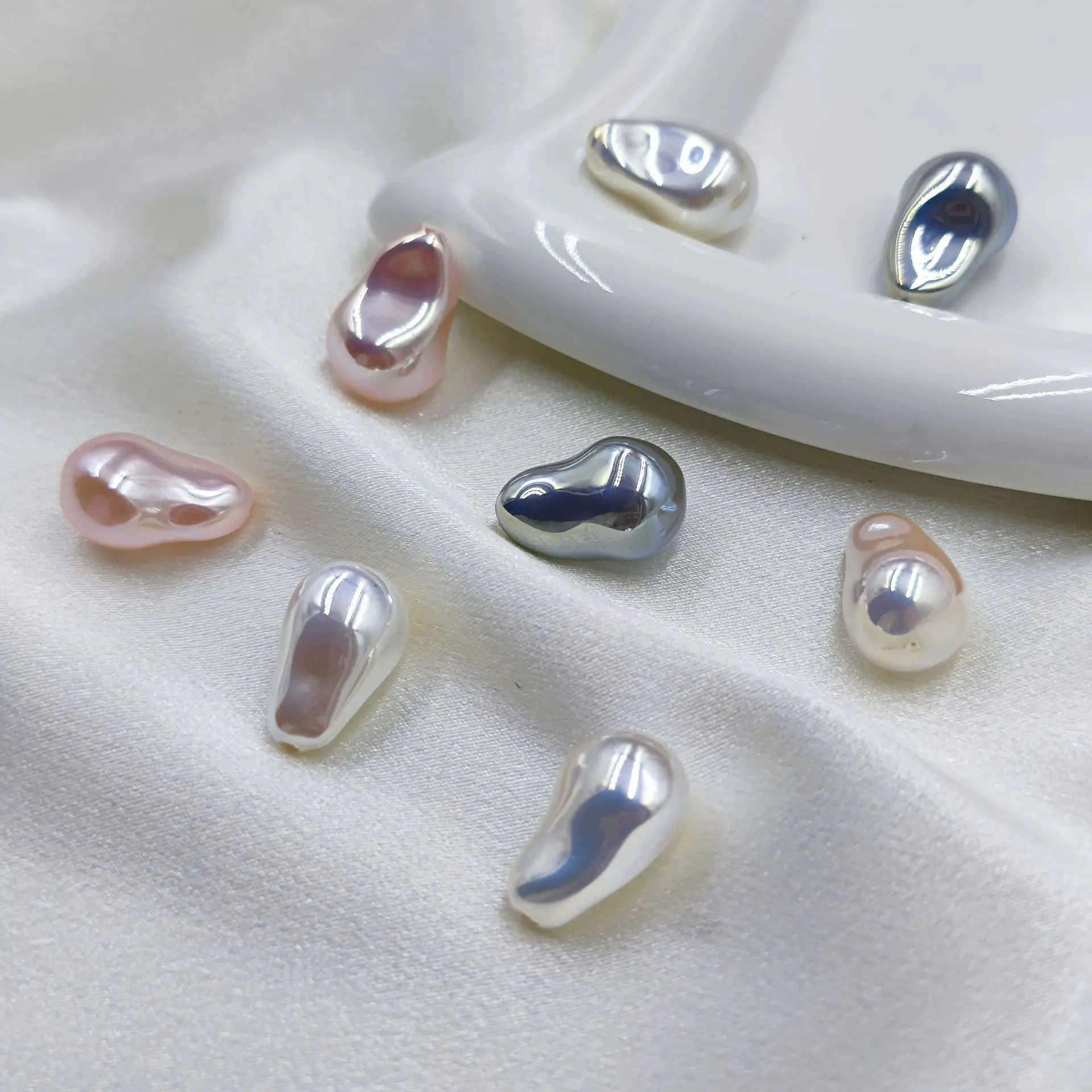 5 pcs Special-shaped Baroque Imitation Pearl Irregular Bright Light Loose Beads DIY Earrings Necklace Pendant Accessories15x22mm