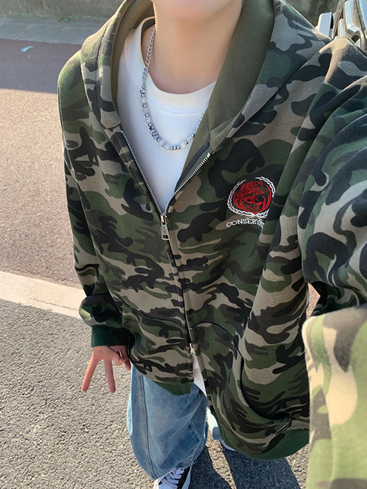 

Камуфляжная толстовка с капюшоном, кардиган, мужской модный хаоме, джемпер с американской вышивкой, свободный крой, длинный све, антибактериальный