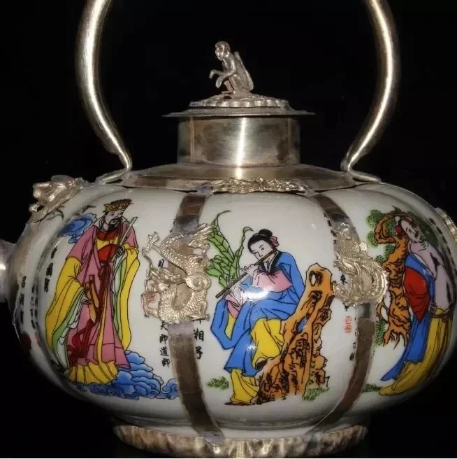 

Chinese Porcelain Ceramic Archaize Eight Immortals Teapot