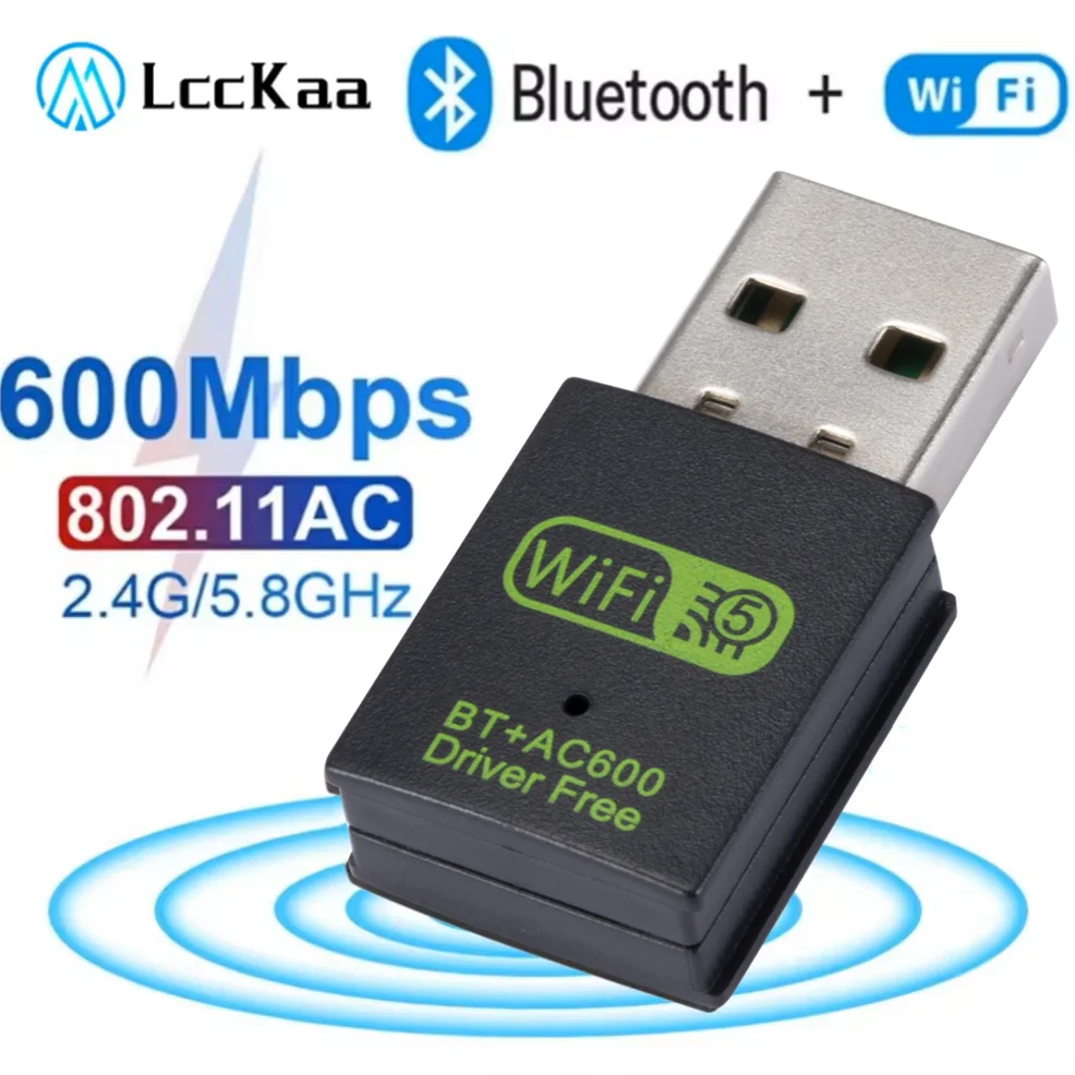 600Mbps USB WiFi Bluetooth Adapter Dual Band 2.4/ 5.8Ghz Wireless USB Wifi Receiver Network Card Dongle for PC Laptop Desktop