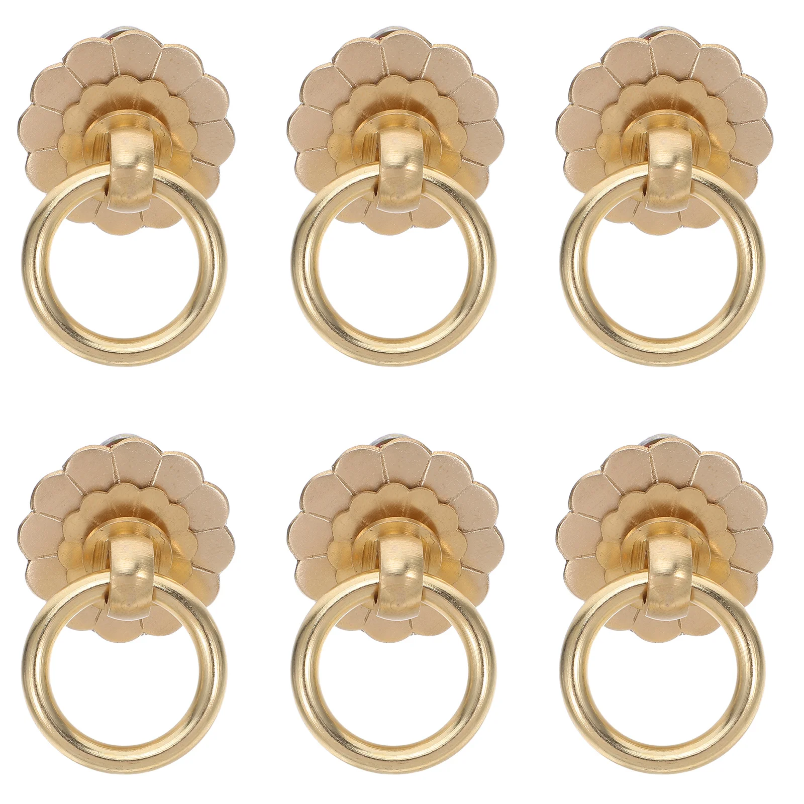 

6 Pcs Brass Cabinet Handles Single Hole Knobs Bathroom for Cabinets Dressing Table Pulls Door