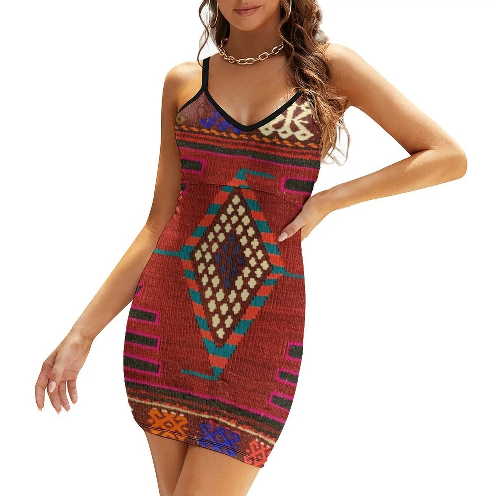 

Decorative Kilim, Navaho Weave, Woven Textile Sling Dress Bridesmaid dress woman Women's summer dresses