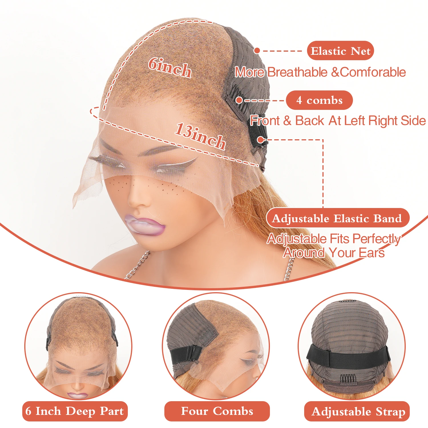 بيرو 34 36 بوصة العسل شقراء 13x6 HD الدانتيل الجبهة خصلات الشعر المستعار الإنسان # 27 لون الجسم موجة غلويليس 13x4 الدانتيل الباروكة الخطية للنساء #6