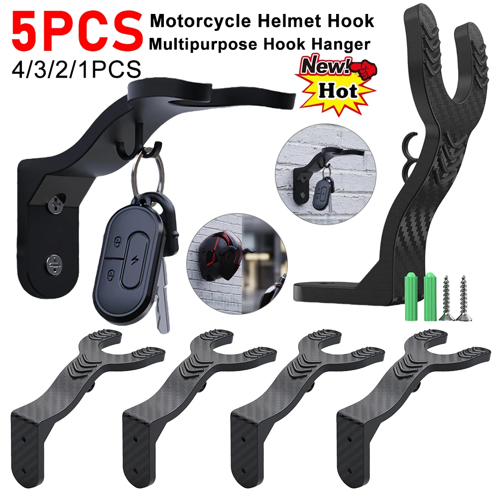 5-1PCS Motorcycle Helmet Hook Racks Wall Mount Hooks Multipurpose Hook Hanger Home Luggage Jacket Holders Kitchen Cabinet Shelf