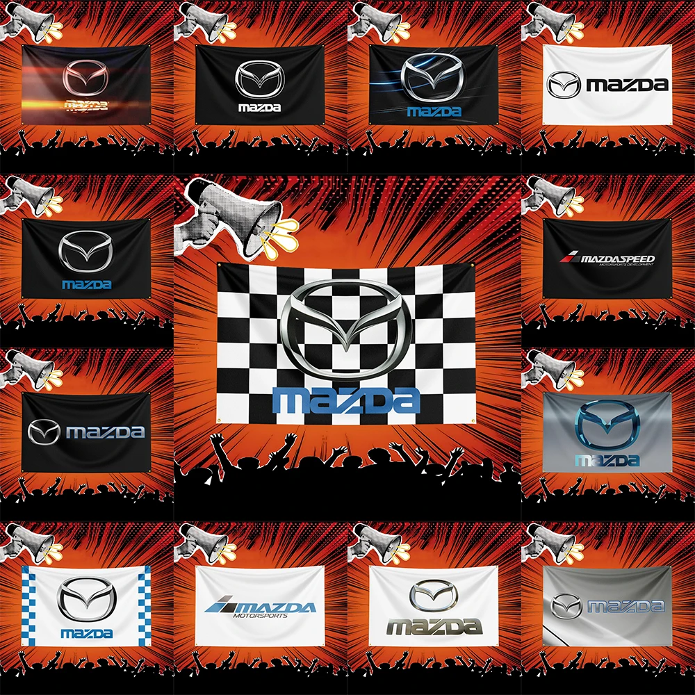 Mazdas Car Flag 3x5 FT Polyester Banner For Garage Wall Decor Auto Show Decoration Fan Gift