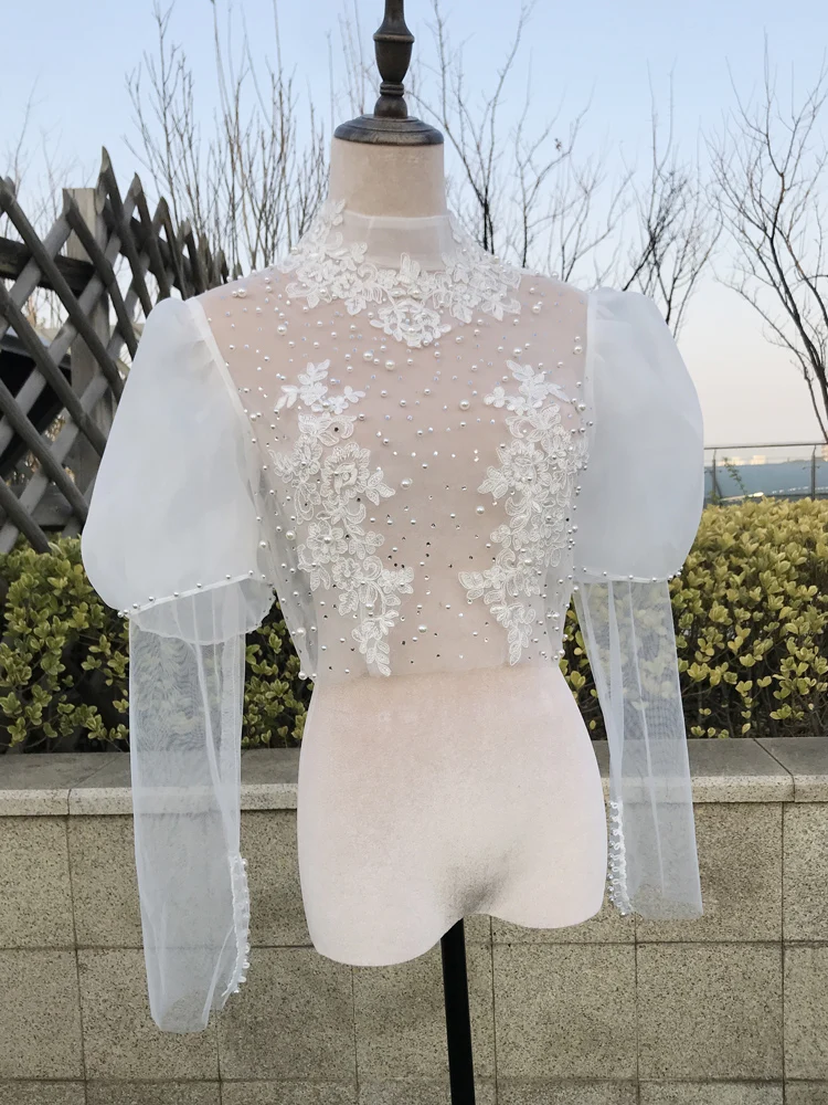 GOHYPDUG Bridal Bolero Shawl Wedding Accessories Wedding Jacket Shrug Custom Made Long Sleeve Bridal