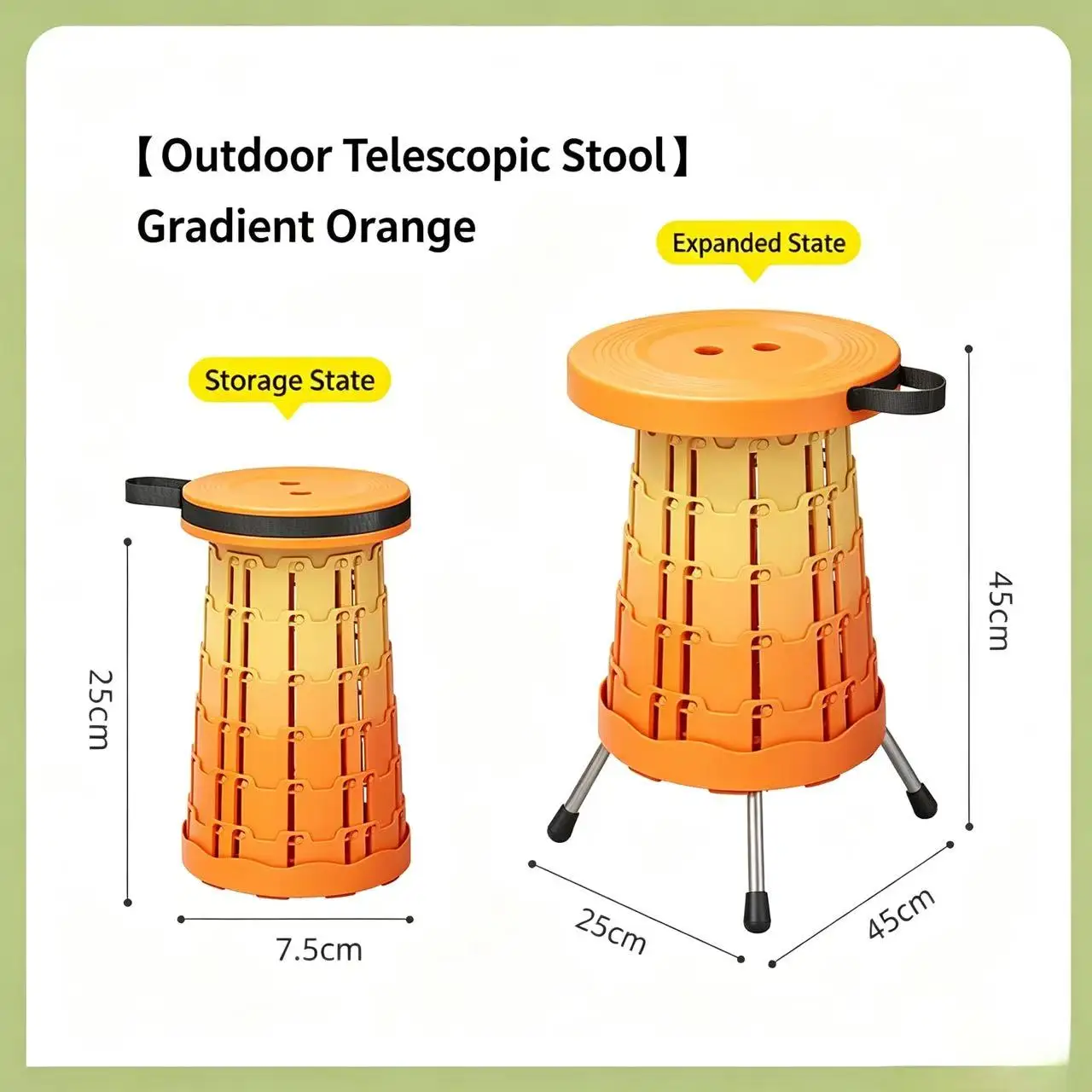 Mini Rainbow Mountain Outdoor Camping Supplies Sturdy Portable Telescopic Stool Multifunctional Plastic Folding Chair view 5