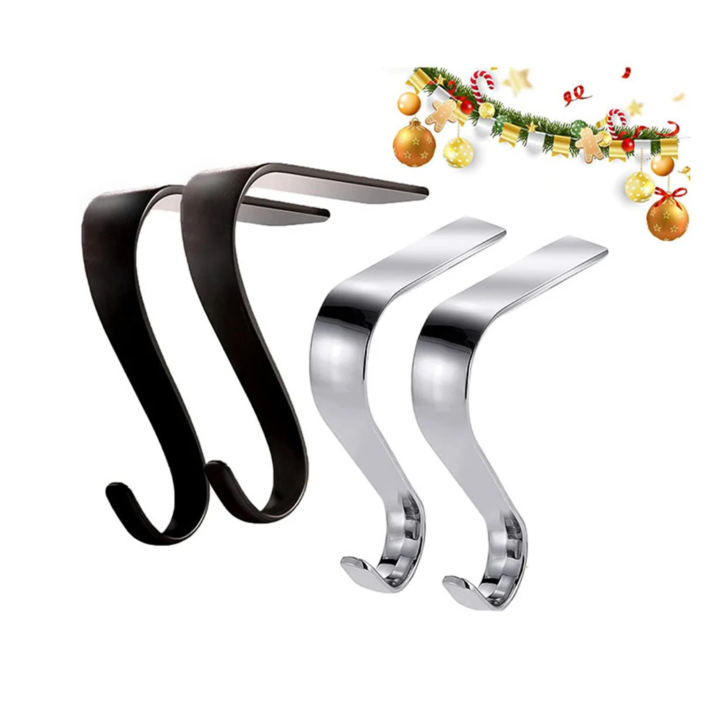 4PCS/SET Christmas Sock Hook Fireplace Hanger Metal Clips Xmas Stocking Holder Racks Jewelry Clasp Party Tree Hanging Hooks