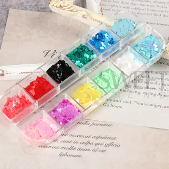 亮片糖果色愛心美甲亮片 3D 馬卡龍可愛全像閃粉美甲配件裝飾 10 最佳銷售 心型閃光 - №2