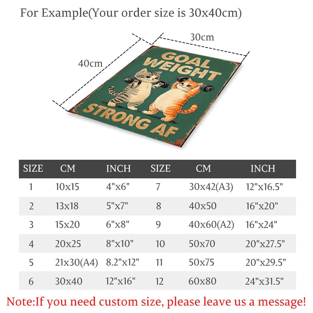 Vintage Gym Cats Goal Weight Posters Canvas Painting Workout Inspiration Fitness Humor Wall Art Pictures for Living Room Decor