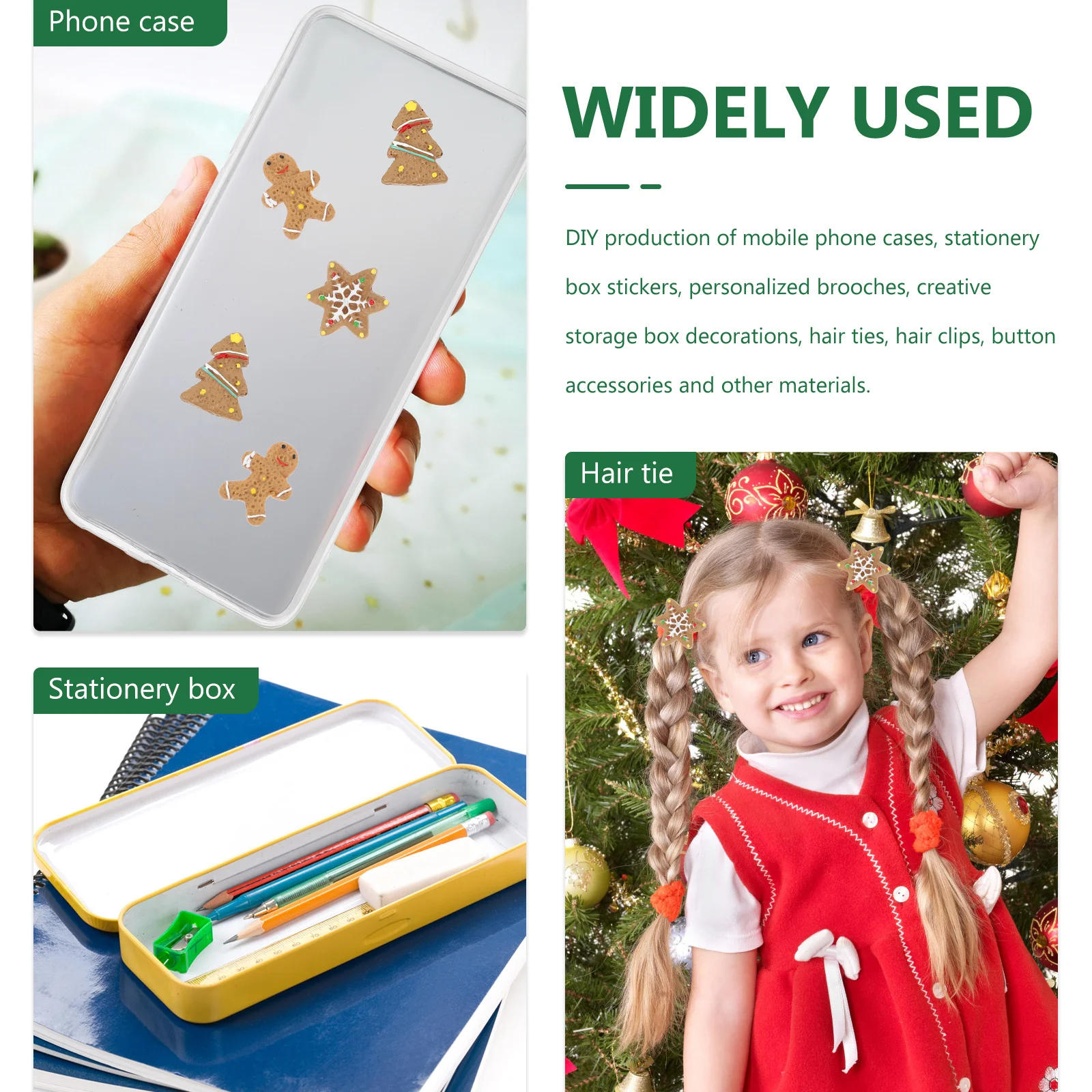 

30Pcs Christmas Resin Creative DIY Accessories for Mobile Cases Stationery Hair Ties Brooches and Festive Christmas Decoration