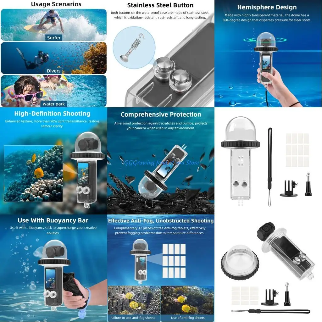 

H9EB Protective Waterproof Case 40M/131FT Waterproof Diving Case For Pocket 3 Camera