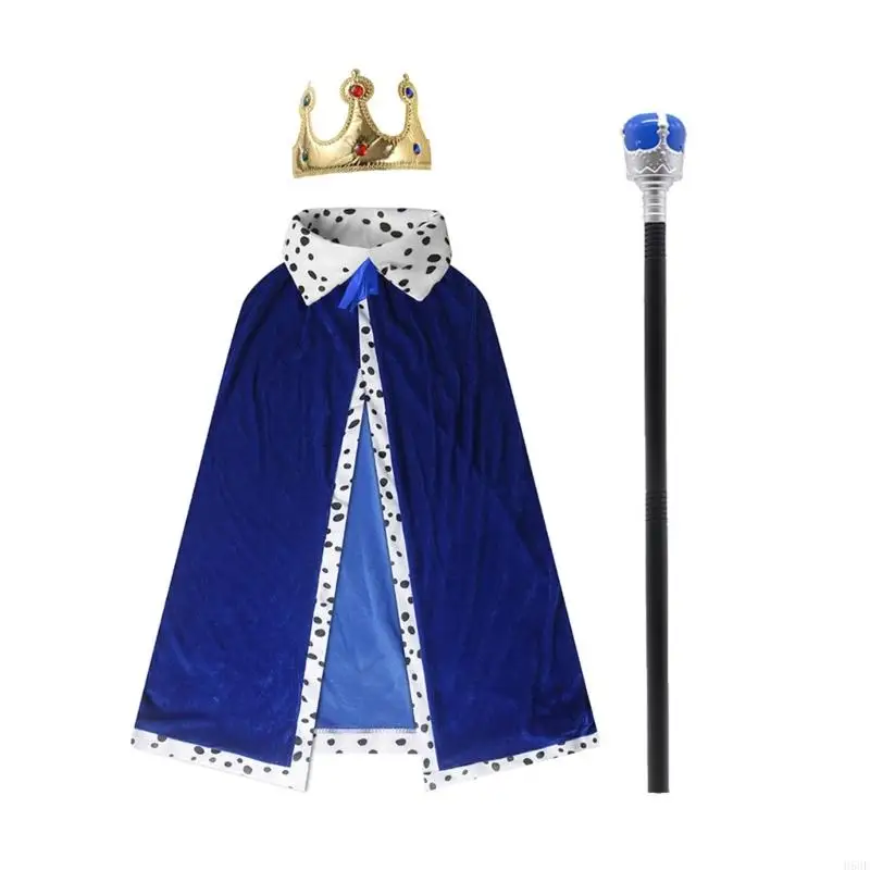 H58E King Cape King verkleedkostuum voor Kid Adult Halloween, Cosplay, Stage Show