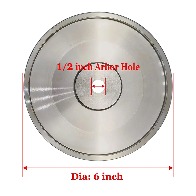 CBN Grinding Wheel, 6Inch Dia x 1Inch Wide, with 1/2Inch Arbor, Diamond Grinding Wheel for Sharpening HSS, 320 Grit