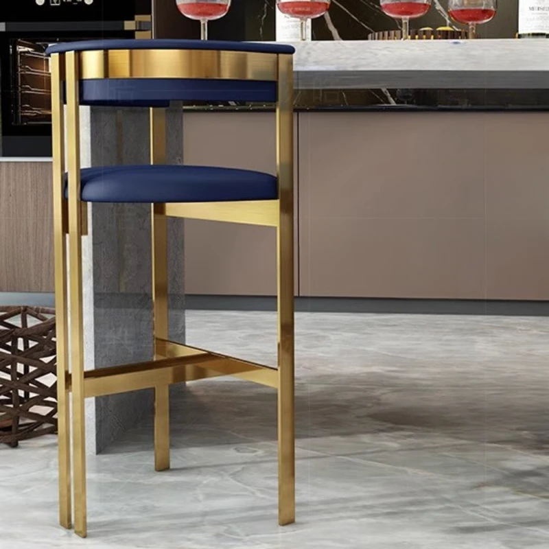 Metal Golden Bar Stools Counter Leather Library Receptions Bar Stools Round Computer Pedicure Para Maquillaje Home Furniture