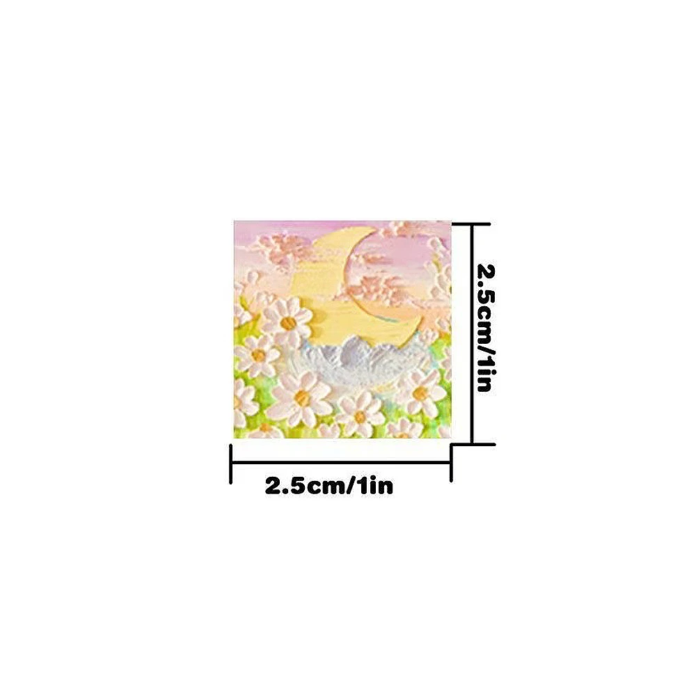 500pcs/Roll INS Style Cartoon Oil Painting Landscape Stickers Aesthetic Sealing Label Decoration Sticker Cute Decals Reward Gift
