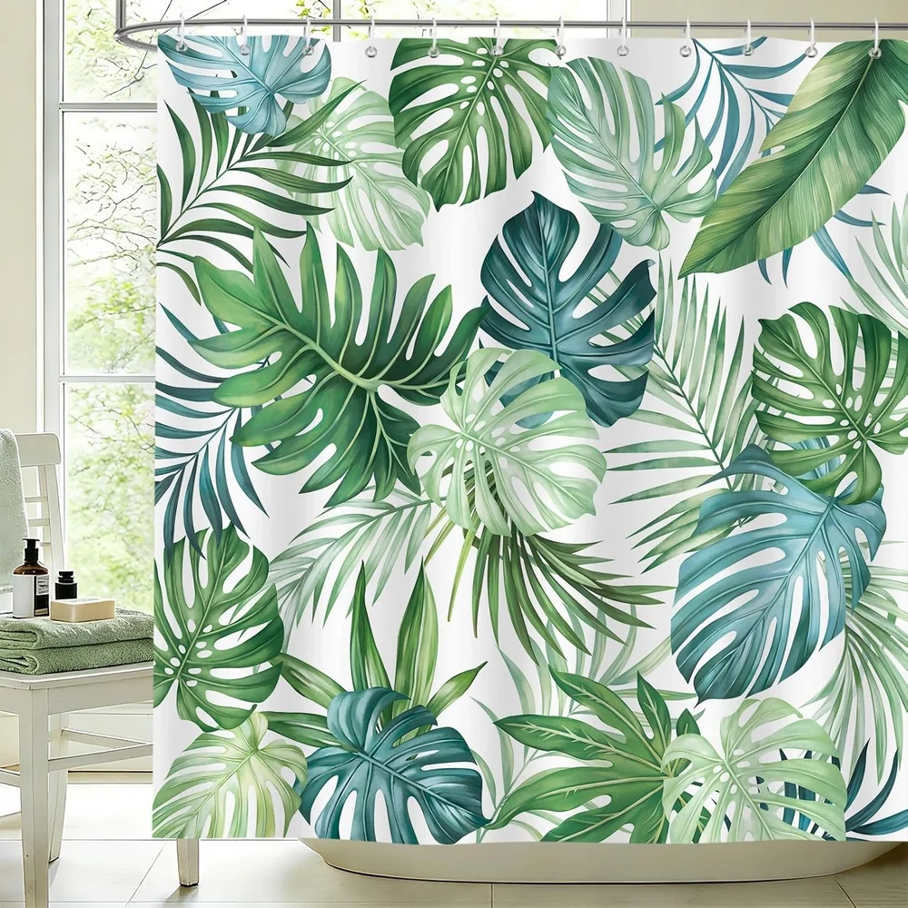 Tropical Leaves Monstera Shower Curtain Jungle Forest Green Leaf Plants Greenery Bathroom Decorations Nordic Modern Bath Curtain