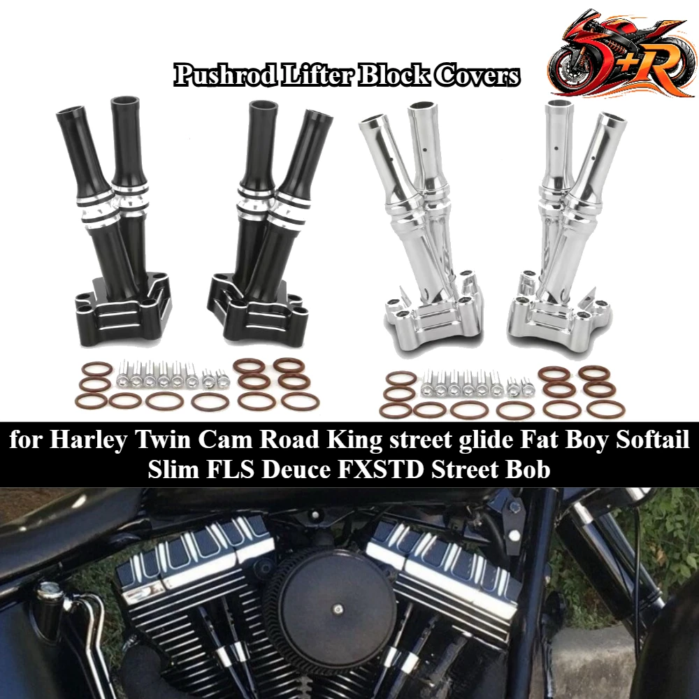 

NEW Pushrod Lifter Block Covers for Harley Twin Cam Road King street glide Fat Boy Softail Slim FLS Deuce FXSTD Street Bob