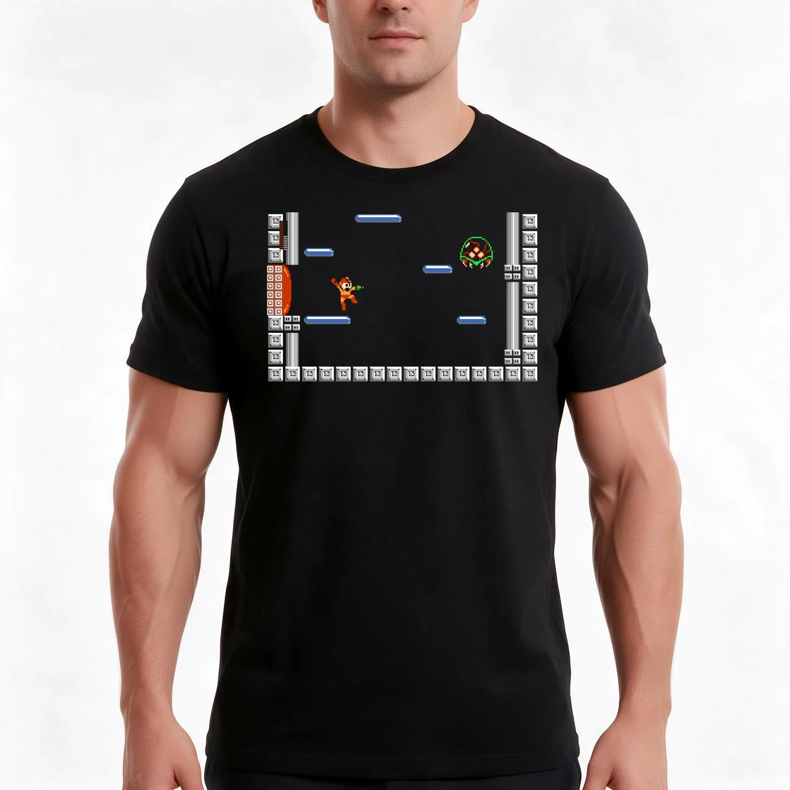 Metroid Man T-Shirt Summer Casual Cotton Tee Oversized Streetwear Tops Vintage Graphic Print Loose Fit Short Sleeve