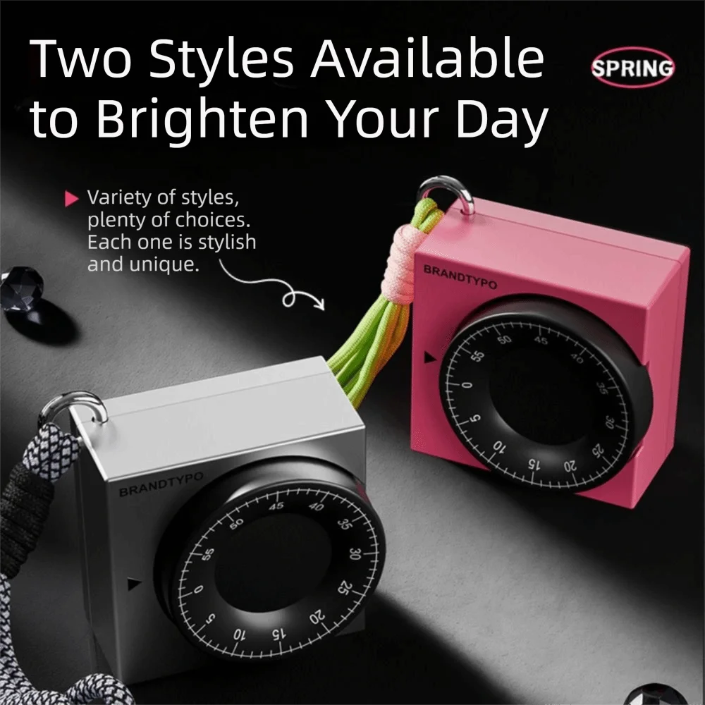 New ABS&Stainless Steel Timer Magnetic Manual Countdown Kitchen Timer Mechanical Alarm Clock for Time Management