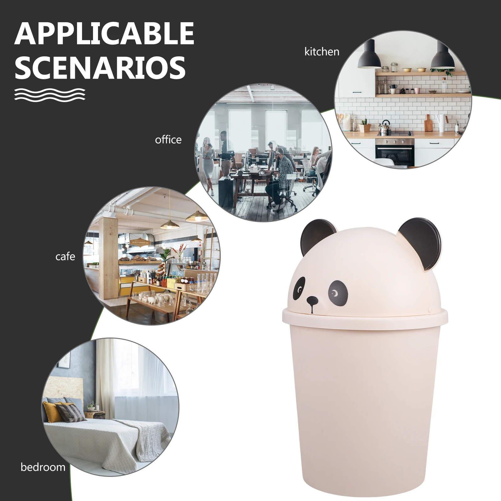 

Cute Panda Shape Large Capacity With Lid Cartoon Garbage Bin For Home Kitchen Bathroom Office Outdoor Plastic Dustbin Odor Proof