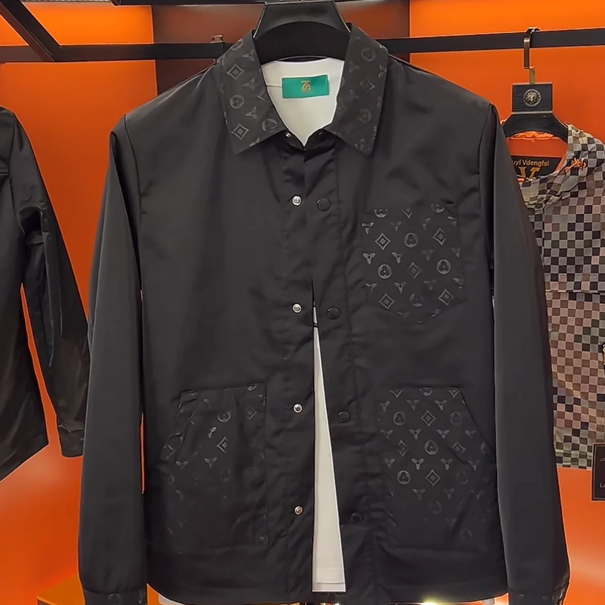 

European Station Spring and Autumn Jacquard Men's Lapel Youth Korean Edition Slim-fit Top Men's Jacket Tide