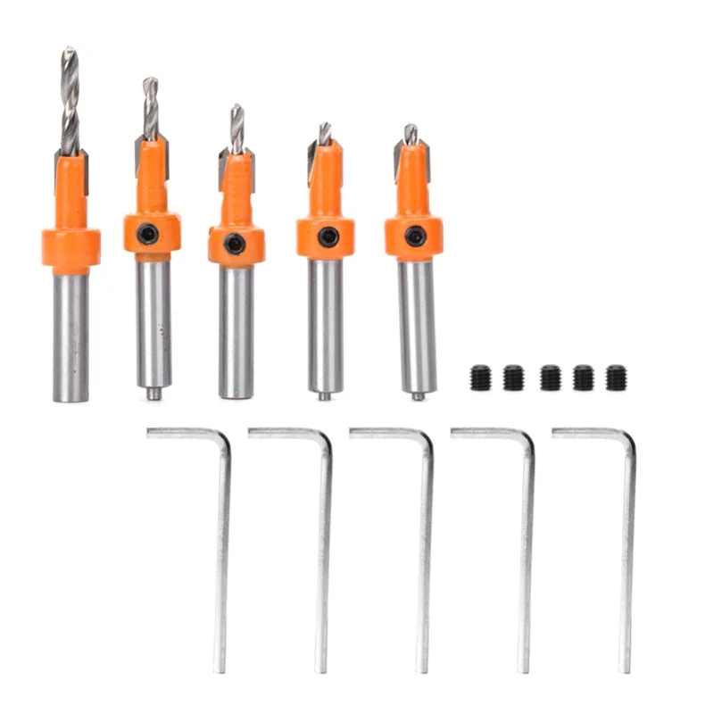 

5 Pcs Countersink Drill Bit Woodworking Self Taping Drill Bit Carpentry Tool