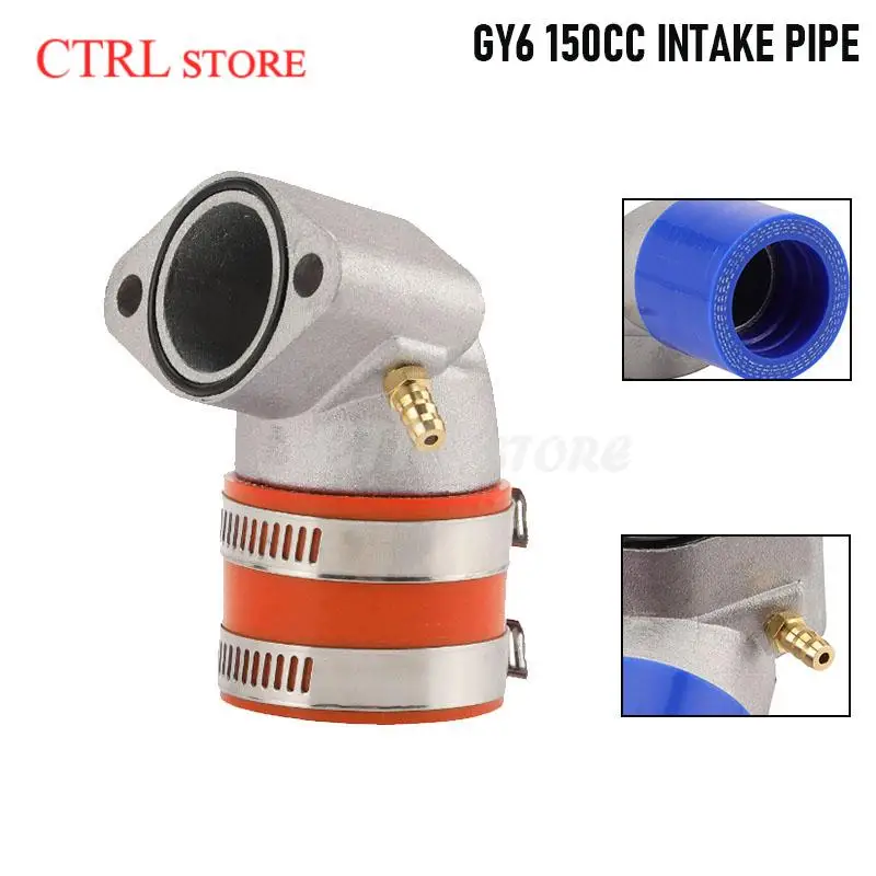 Colector de Admisión Modificado Azul/Naranja GY6 150cc para Vehículo Todoterreno ATV, Colector de Admisión para Motor Horizontal de Kart