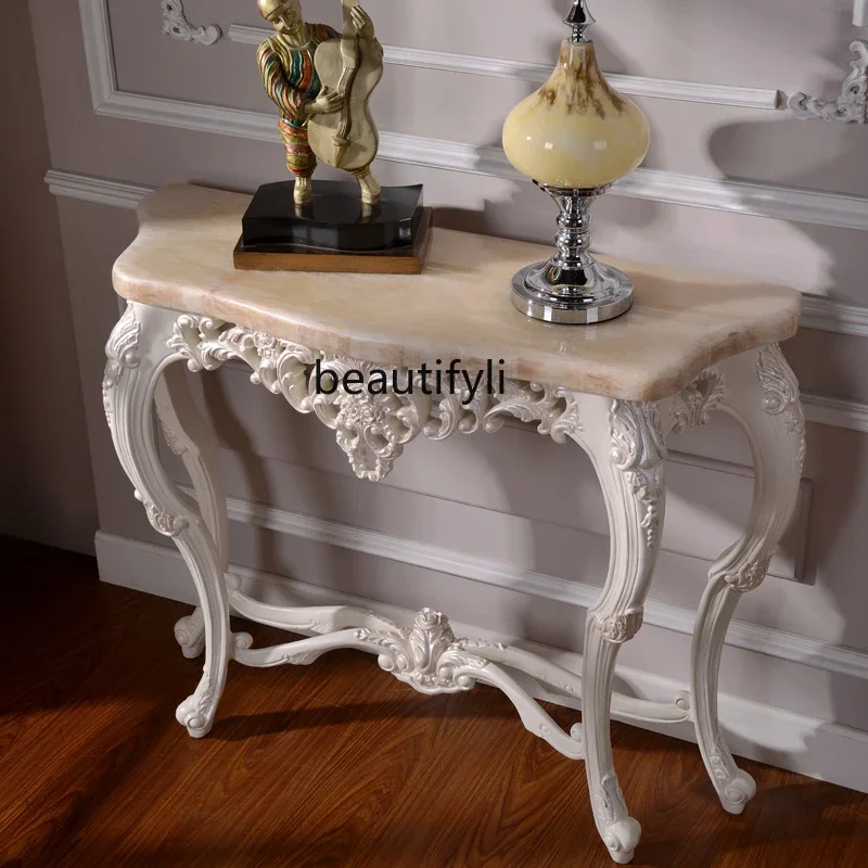 GY-Tables Console de Style Européen, Armoire d'Entrée en Marbre, Rangement de Style Américain T1