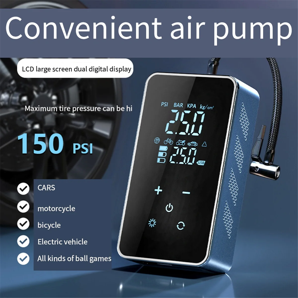 Car Wireless Electric Pump Tire Pressure Monitoring Car Portable Car Tire Electric Pump Inflation
