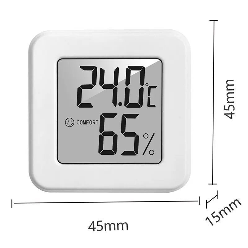 White Mini Electronic Temperature and Humidity Meter Car Thermometer with Smiling Face Display Refrigerator Thermometer