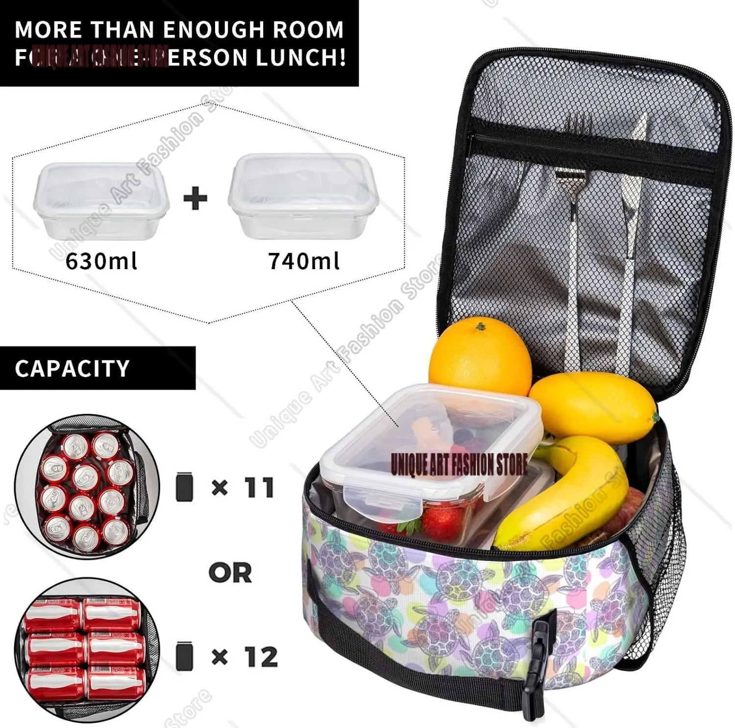 Sea Turtles Insulated Adult Lunch Tote Bag Insulated Cooler Reusable Container Gifts for Work Office Picnic Travel School