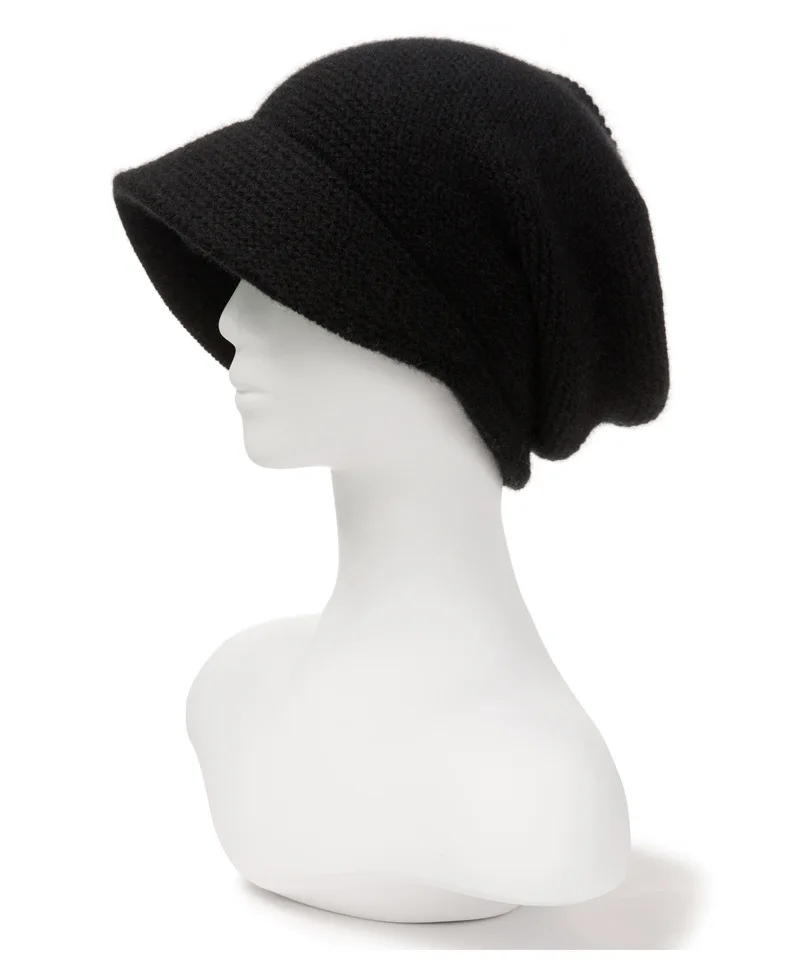 Winsleter-100%Cashmere Elegant Knit Hat, With Brim, Women Soft Riding Windproof Ear protection Warm Cap, 2026 Autumn A69714CC