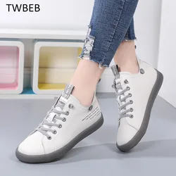 Women Genuine Leather Sneakers New Spring High-top Casual Shoes Autumn First Layer Cowhide Ladies High Top Vulcanized Shoes