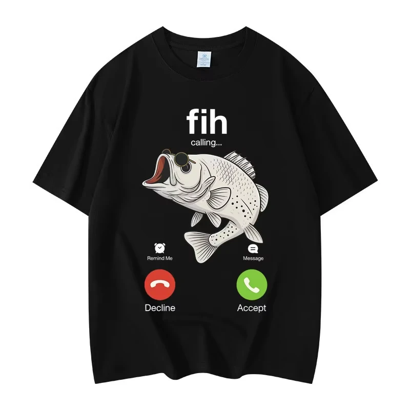 

Футболки с рисунком Fih Calling Funny Fish Meme, трендовая уличная мода, футболка с коротким рукавом, мужские и женские повседневные хлопковые футболки