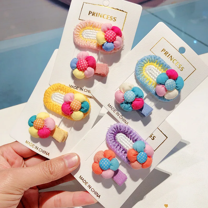 

3pcs/set Cartoon Flower Rainbow Hairpin For Kids Girls Cute Childen Headwear Fragmented Hair Clip BB Clips NEW Accessories Gif