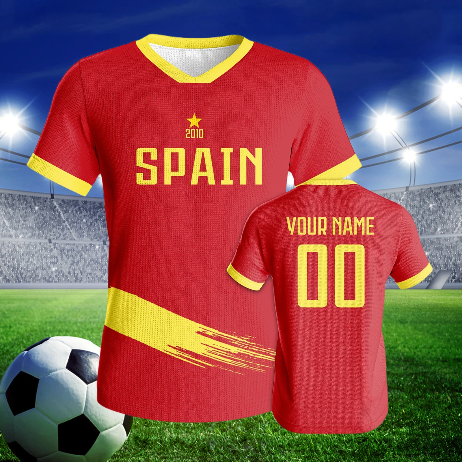 Custom Spain Soccer Jersey Men Women Football Uniform Personalized Name Number Breathable Youth Sportswear Soccer Fans Gift