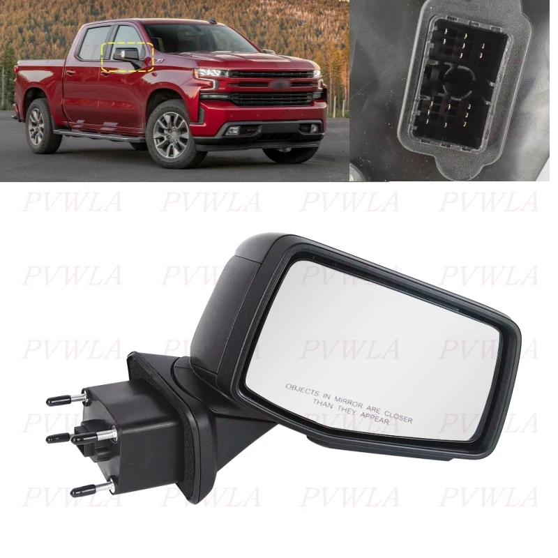 

Right Side 15Pins Black Painted Heat Rear Mirror Assembly For Chevrolet Silverado 1500 2019 2020 2021 2022 2023 Car Accessories