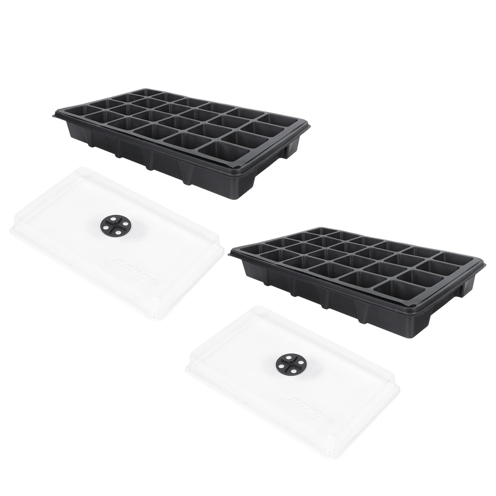 2 Pcs Garden Starter Trays 24-Hole Seedling Plant Plastic Planter Green Planting Supplies