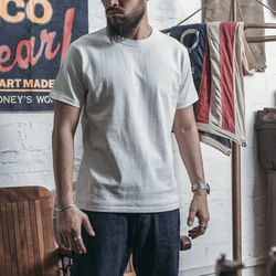 Rugged Bronson Vintage American Style Short Sleeve T-Shirt 300g Heavyweight Old Fashioned Weaving Pure Color Base Shirt