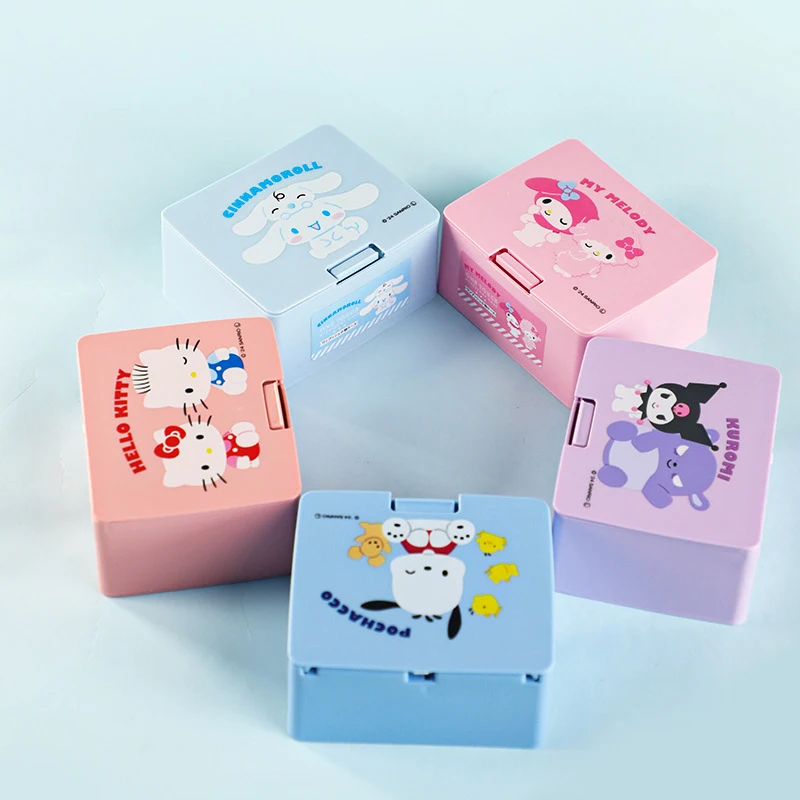 Cartoon Sanrio Flip Cover Dust Proof Jewellery Box Cute Portable Travel Jewelry Case Desktop Organizing Items Storage Box