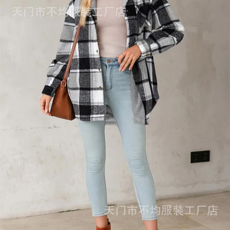 

Sweater De Mujer Pullover Damen Nuevo En Abrigos Winter Velvet New Hooded Long-sleeved Jacket Womens Casual Versatile Plaid Coat